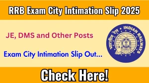 RRB JE, DMS and Other Posts Exam City Intimation Slip 2025 OUT Download Link rrbbnc.gov.in