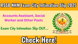 RSSB NHM Accounts Assistant, Social Worker and Other Posts Exam City Intimation Slip 2025 OUT Download Link rssb.rajasthan.gov.in