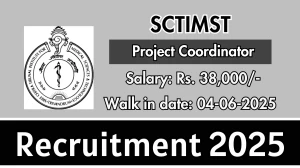 SCTIMST Project Coordinator Recruitment 2025 – Walk in