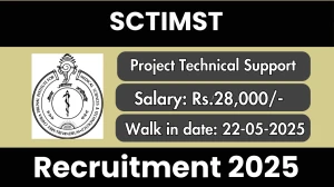 SCTIMST Project Technical Support III Recruitment 2025 – Walk in