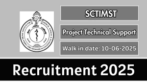 SCTIMST Project Technical Support III Recruitment 2025 – Walk in