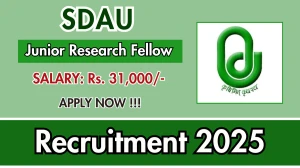 SDAU Junior Research Fellow Recruitment 2025 – Walk in for 01 Posts SDAU Junior Research Fellow Recruitment 2025 – Walk in for 01 Posts