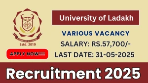 University of Ladakh Recruitment 2025 - Apply Online for 06 Assistant Professor, PTI and More Posts