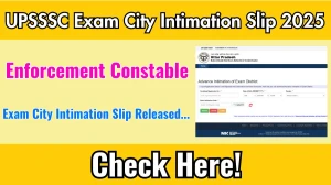 UPSSSC Enforcement Constable Exam City Intimation Slip 2025 OUT upsssc.gov.in
