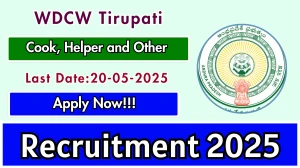 WDCW Tirupati Recruitment 2025 - Apply Offline for 20 Cook, Helper and Other Posts