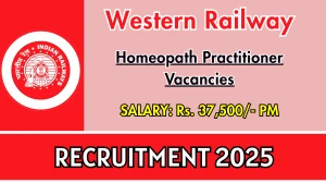 Western Railway Homeopath Practitioner Recruitment 2025 – Walk in for 01 Posts Western Railway Homeopath Practitioner Recruitment 2025 – Walk in for 01 Posts