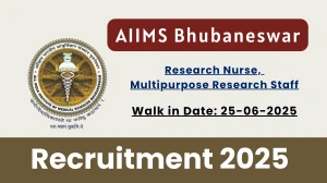 AIIMS Bhubaneswar Recruitment 2025 – Walk in for 02 Research Nurse, Multipurpose Research Staff Posts