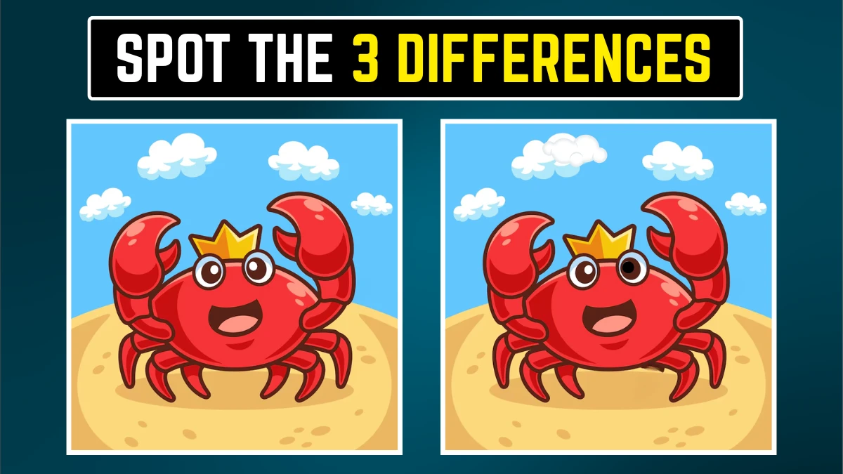 Brain Teaser: Within 10 Seconds Spot the 3 Differences in the Crab Pictures