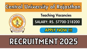 Central University of Rajasthan Teaching Recruitment 2025 - Apply Online for 07 Posts