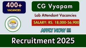 CG Vyapam Lab Attendant Recruitment 2025 - Apply Online for 430 Posts