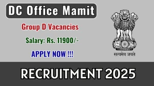 DC Office Mamit Group D Recruitment 2025 - Apply Offline for 04 Posts DC Office Mamit Group D Recruitment 2025 - Apply Offline for 04 Posts