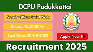 DCPU Pudukkottai Recruitment 2025 - Apply Offline for 02 Security Officer, Social Work Posts