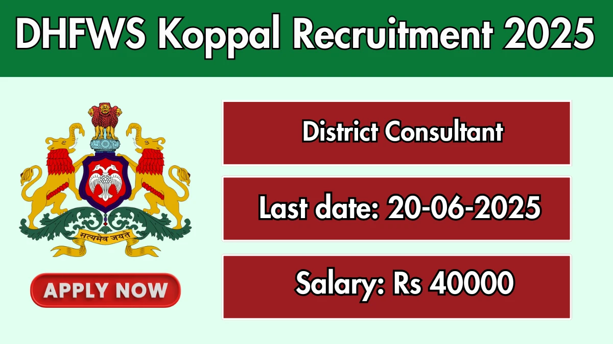 DHFWS Koppal District Consultant Recruitment 2025 - Apply Online for 01 Posts
