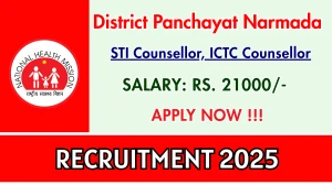 District Panchayat Narmada STI Counsellor, ICTC Counsellor Recruitment 2025 - Apply Offline for 04 Posts