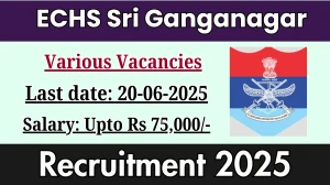 ECHS Sri Ganganagar Recruitment 2025 - Apply Offline for 07 Nur Asst, Ambulance Driver and Other Posts