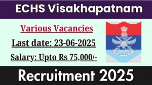 ECHS Visakhapatnam Recruitment 2025 - Apply Offline for Safaiwala, Peon and Other Posts ECHS Visakhapatnam Recruitment 2025 - Apply Offline for Safaiwala, Peon and Other Posts