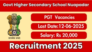 Govt Higher Secondary School Nuapadar PGT Recruitment 2025 - Apply Offline for 06 Posts