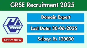 GRSE Domain Expert Recruitment 2025 - Apply Offline for 01 Posts