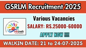 GSRLM Recruitment 2025 – Walk in for 17 Block Manager, Mission Executive and More Posts