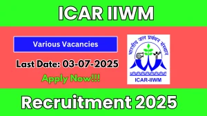 ICAR IIWM Recruitment 2025 - Apply Offline for 08 SRF, Research Associate and More Posts