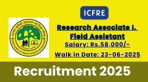 ICFRE Recruitment 2025 – Walk in for 02 Research Associate I, Field Assistant Posts