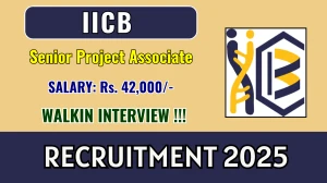 IICB Senior Project Associate Recruitment 2025 – Walk in IICB Senior Project Associate Recruitment 2025 – Walk in