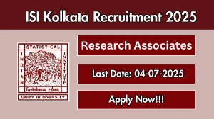 ISI Kolkata Research Associates I Recruitment 2025 - Apply Offline