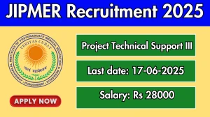 JIPMER Project Technical Support III Recruitment 2025 - Apply Online