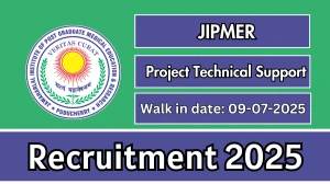 JIPMER Project Technical Support III Recruitment 2025 – Walk in