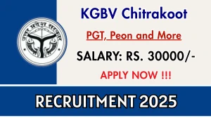 KGBV Chitrakoot Recruitment 2025 - Apply Offline for 30 PGT, Peon and More Posts