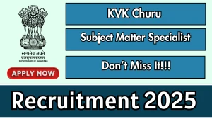 KVK Churu Subject Matter Specialist Recruitment 2025 - Apply Offline