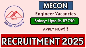 MECON Engineer Recruitment 2025 - Apply Online for 85 Posts