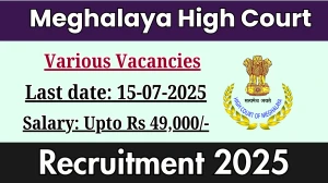 Meghalaya High Court Recruitment 2025 - Apply Online for 03 Stenographer,Computer Operator Posts