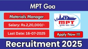 MPT Goa Materials Manager Recruitment 2025 - Apply Online