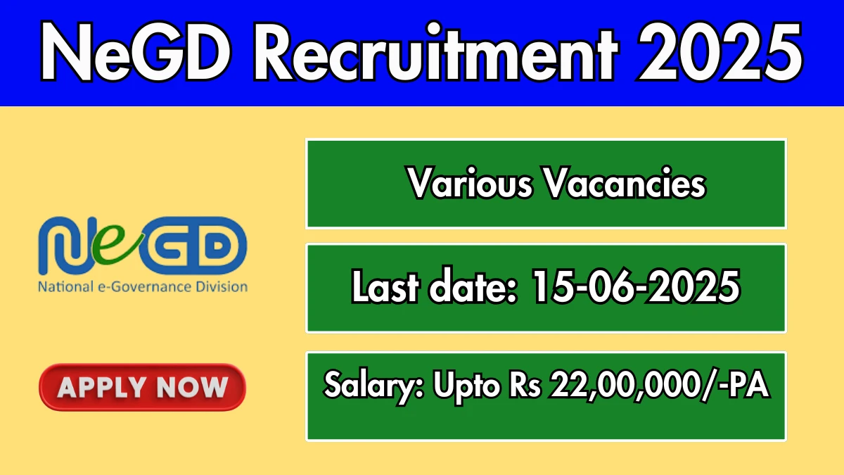NeGD Recruitment 2025 - Apply Online for 07 Frontend Developer, Security Tester and Other Posts