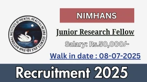 NIMHANS Junior Research Fellow Recruitment 2025 – Walk in