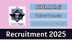 NIPER Mohali Recruitment 2025 - Apply Offline for 19 Scientific Coordinator, Clerk and More Posts