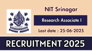NIT Srinagar Research Associate I Recruitment 2025 - Apply Offline