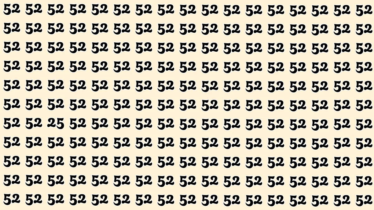 Observation Find it Out: Within 7 Seconds Spot The Number 25 among 52