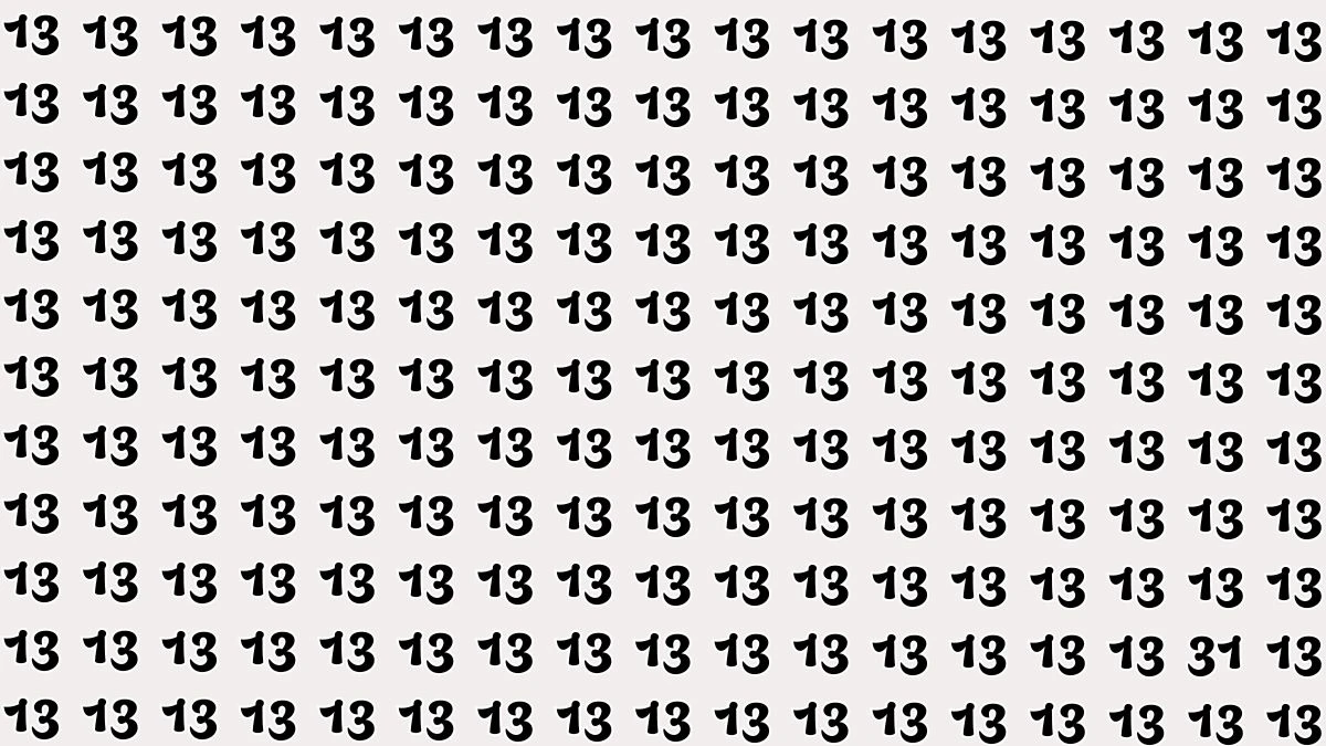 Observation Find it Out: Within 7 Seconds Spot The Number 31 among 13