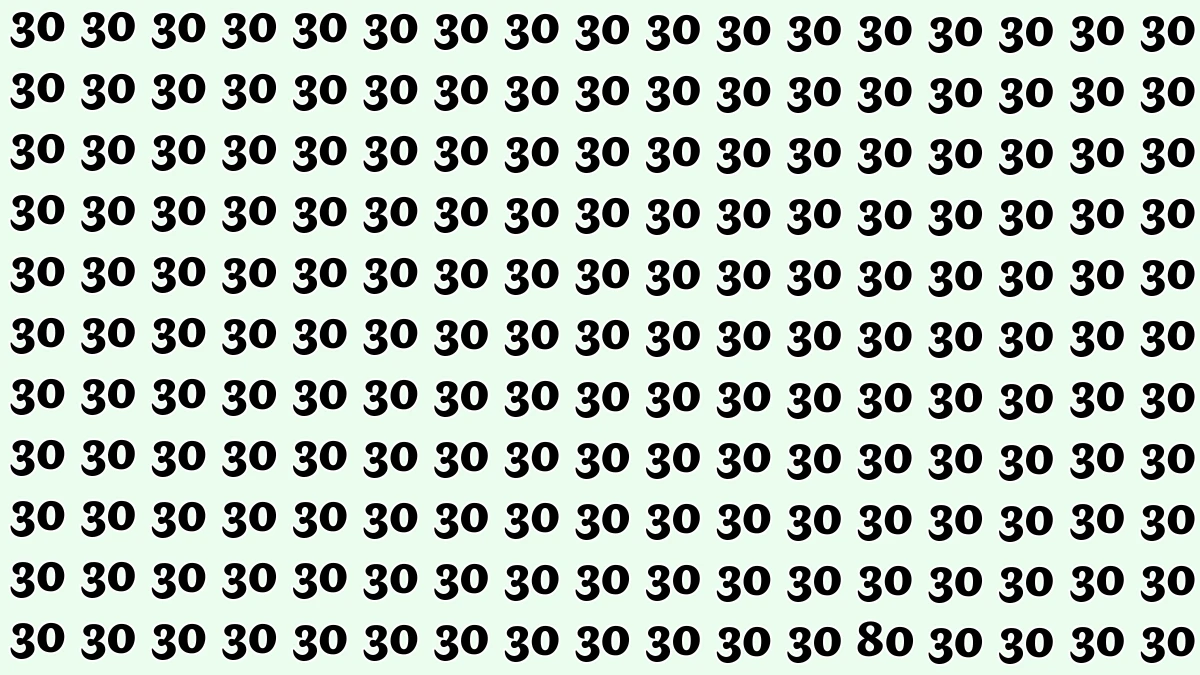 Observation Find it Out: Within 8 Seconds Spot The Number 80 among 30