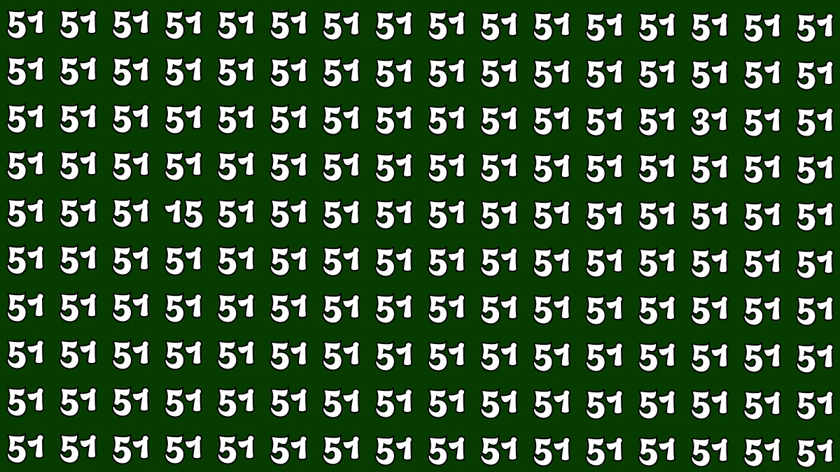 Optical Illusion: Within 5 Seconds Spot The Number 15 and 31 among 51