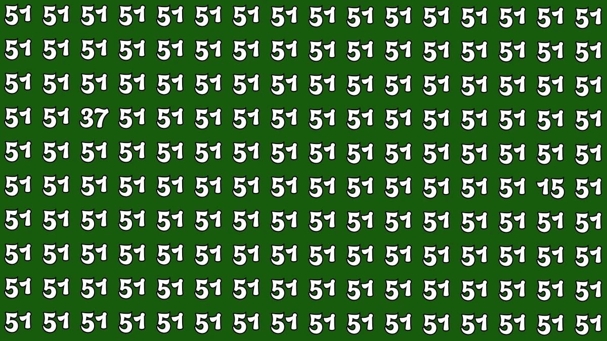 Optical Illusion: Within 5 Seconds Spot The Number 15 and 37 among 51