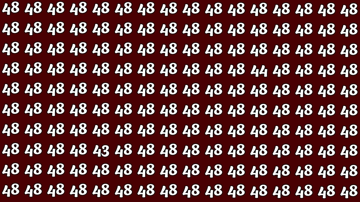 Optical Illusion: Within 5 Seconds Spot The Number 43 and 44 among 48