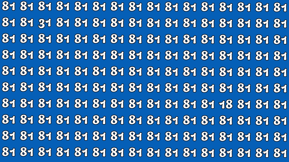 Optical Illusion: Within 6 Seconds Spot The Number 18 and 31 among 81