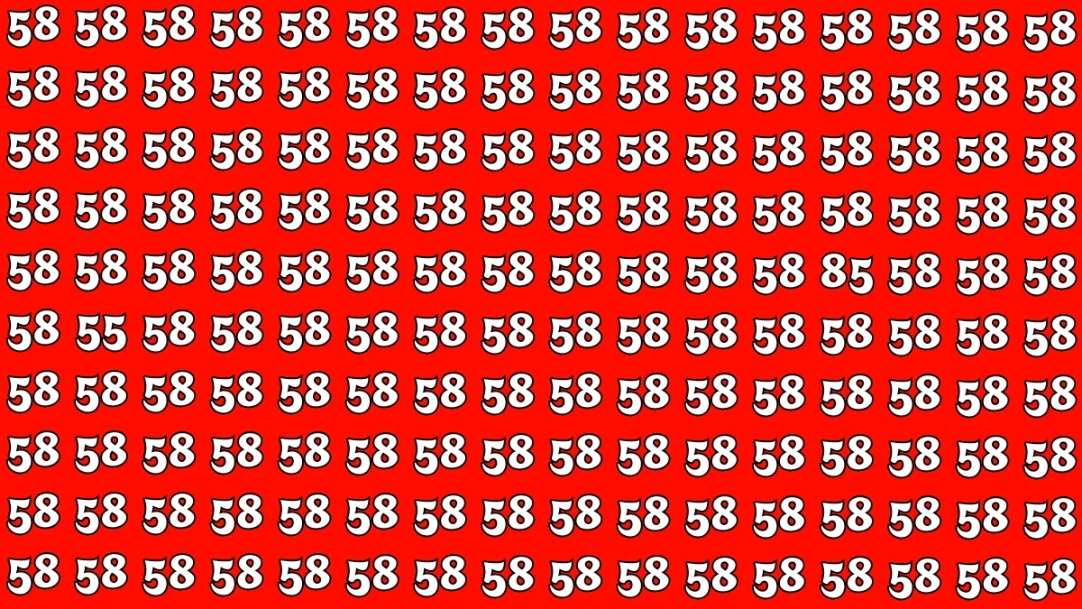 Optical Illusion: Within 6 Seconds Spot The Number 85 and 55 among 58