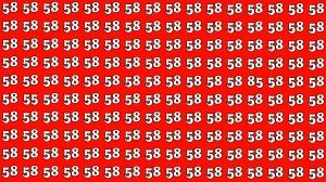 Optical Illusion: Within 6 Seconds Spot The Number 85 and 55 among 58