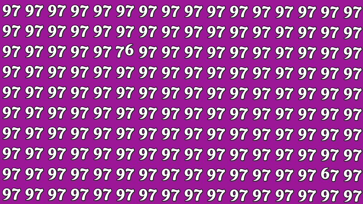 Optical Illusion: Within 7 Seconds Spot The Number 76 and 67 among 97