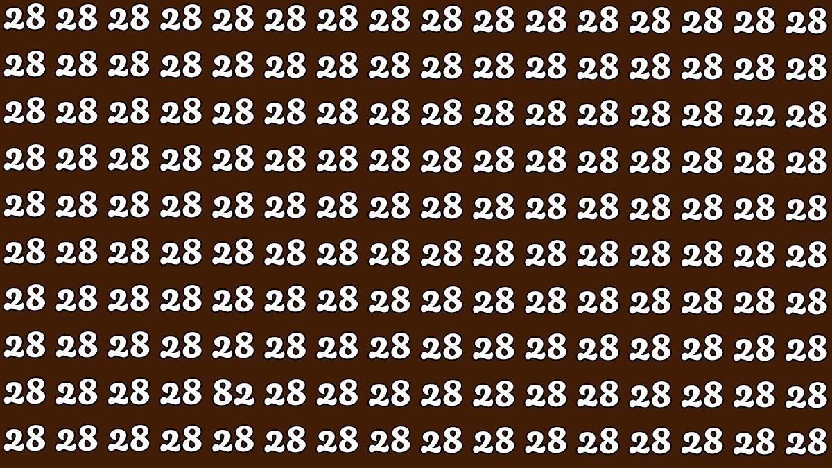 Optical Illusion: Within 7 Seconds Spot The Number 82 and 22 among 28