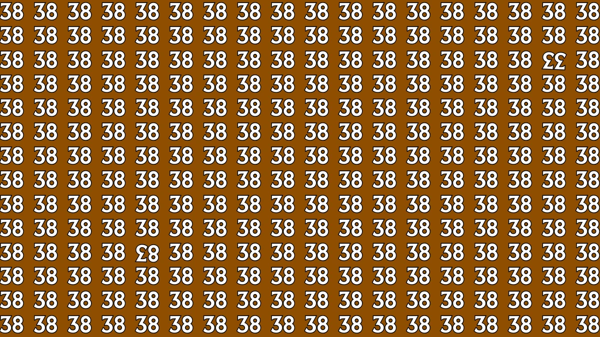 Optical Illusion: Within 8 Seconds Spot The Inverted 33 and 83 among 38